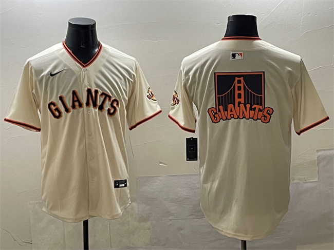 Men's San Francisco Giants Cream Team Big Logo Limited Stitched Baseball Jersey